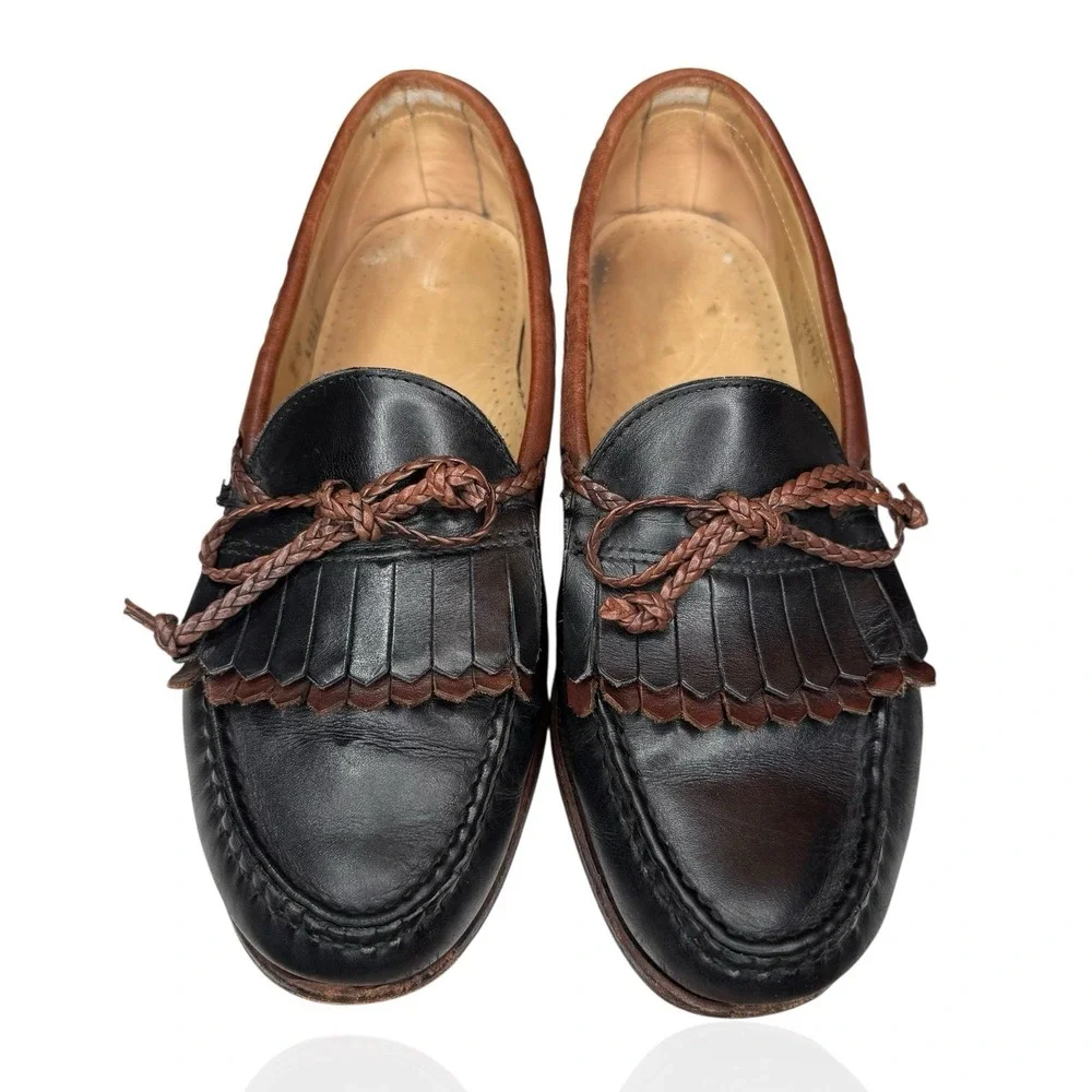 Allen Edmonds Woodstock 9D Black Brown Leather Kiltie‎ Tassel Loafer Shoes USA
